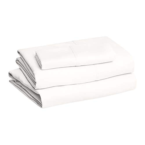 Amazon Basics Brushed Microfiber 3-Piece Twin Bed Sheet Set, Cream