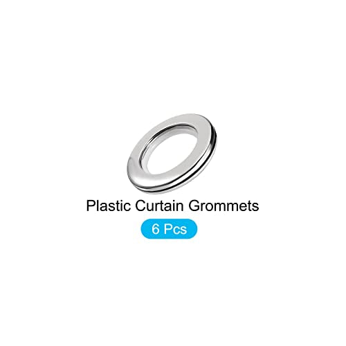 Plastic Curtain Grommets 1.5 Inch Inner Diameter, Silver Tone - 6 Pack