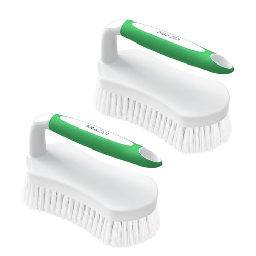 Heavy Duty Scrub Brush with Comfort Grip, Stiff Bristle Scrubber - 2 Pack
