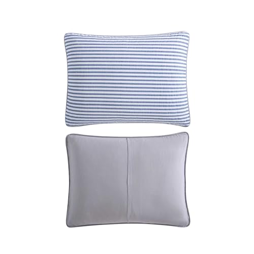 Reversible Twin Quilt Set in Fairwater Blue with Sham - 100% Cotton Bedding