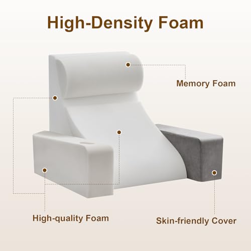 Reading Pillow with Arms and Cup Holder for Back Support