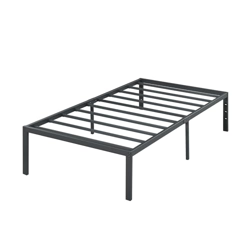 Olee Sleep 18 Inch Heavy Duty Steel Slat Anti-Slip Support, Easy Assembly Platform Bed Frame, Noise Free Steel Mattress Foundation, Maximum Storage, No Box Spring Needed, Black, Twin Size