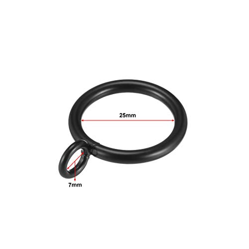 Metal Curtain Rings - 1 Inch Inner Diameter, Black - 24 Pack