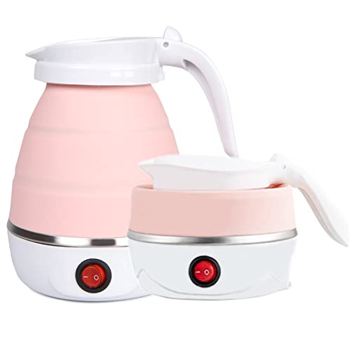 Portable Foldable Electric Travel Kettle - 304 Stainless Steel (Pink)
