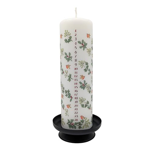 Alison Gardiner Holly & Ivy Advent Candle - 70hr Unscented Christmas Decor