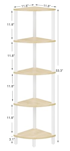 5-Tier Corner Bookshelf, Industrial Storage Display Rack for Home Office