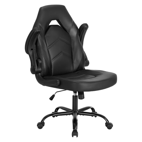 Ergonomic Gaming Chair with Flip-Up Armrests, PU Leather Desk Chair
