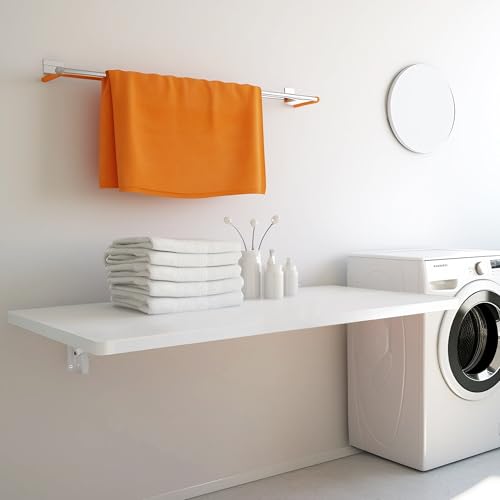 Wall Mounted Folding Table, 40" x 20" Wooden Laundry Folding Desk
