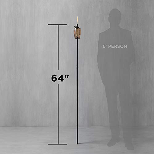 TIKI Adjustable Flame 64" Glass Torch ? Pink Decorative Lighting for Outdoor Lawn, Patio & Garden | Includes Snuffer & Long-Lasting Wick | Weather-Resistant Design