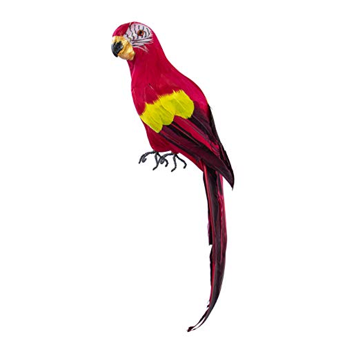17.7-Inch Lifelike Feathered Artificial Red Parrot Decor & Costume Prop