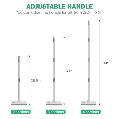 2-in-1 Floor Scrub Brush with Squeegee & 51-Inch Adjustable Long Handle