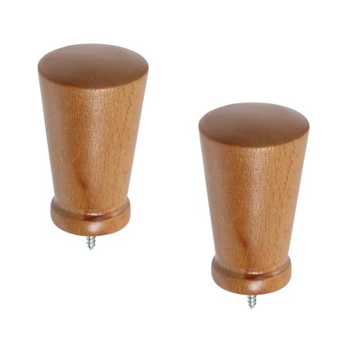 2-Piece Dark Brown Wooden Curtain Rod Finials, Decorative Screw-On End Caps