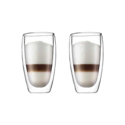 15oz Double Wall Insulated Borosilicate Glass Mugs, Set of 2