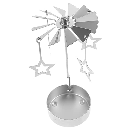 Rotating Tea Light Candle Holder - Silver Spinning Star Carousel