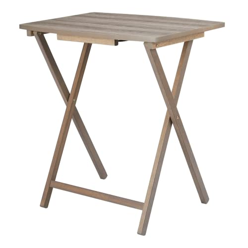 5-Piece Oversized Folding TV Tray Table Set with Storage Stand, Rustic Grey