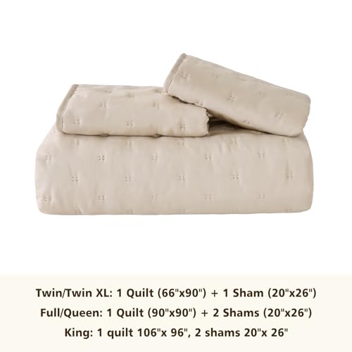 EMME King Size 3-Piece Quilt Bedding Set - Soft Reversible Coverlet