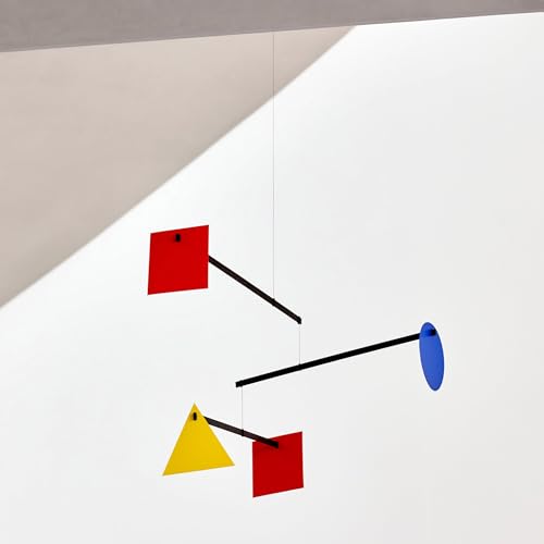 Bauhaus Hanging Mobile - 26-Inch Handmade Beech Wood Kinetic Art Sculpture