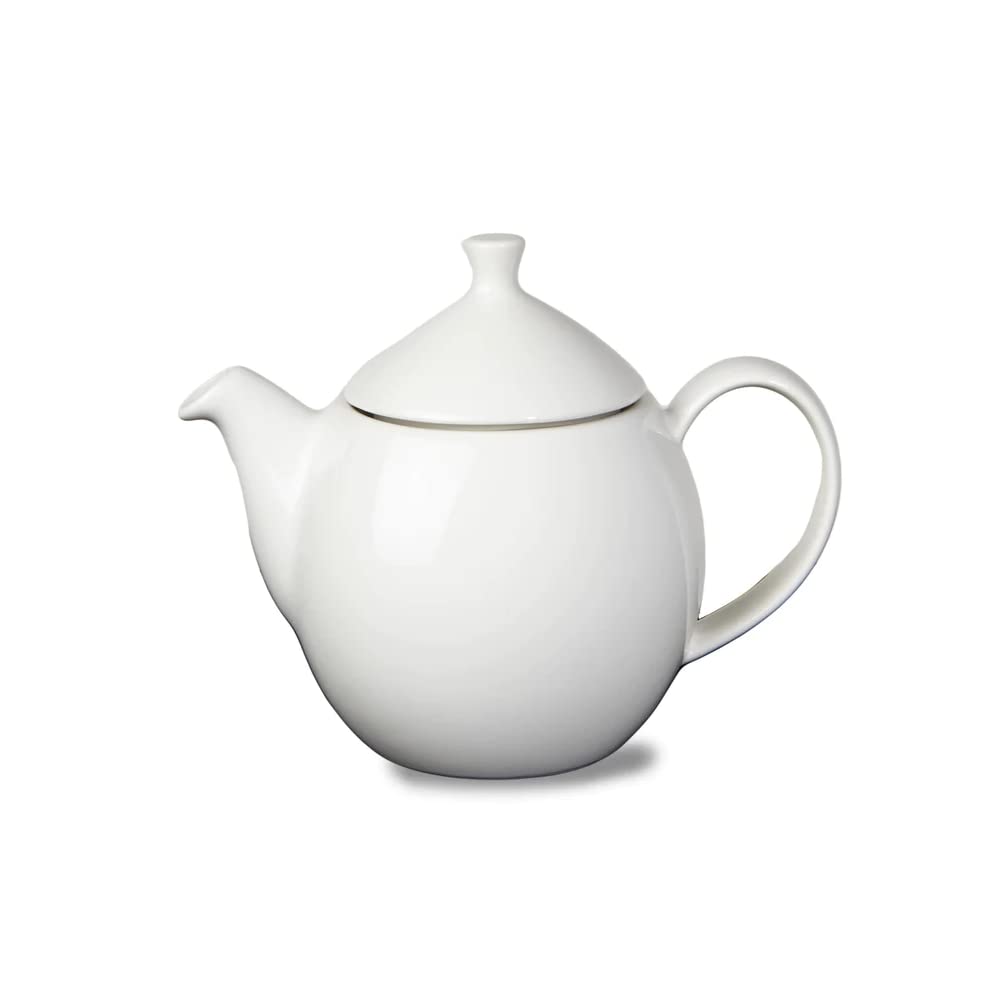 FORLIFE New Dew Teapot with Basket Infuser 32 Ounce, 7.5-inch Length, White