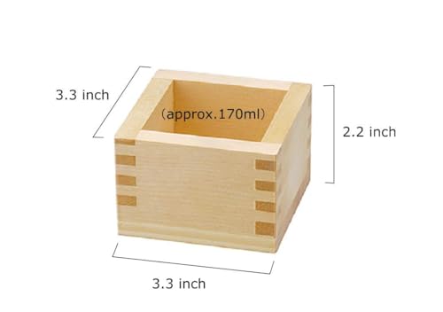 EDOYA Hinoki Wood Sake Cups Set of 2 - Japanese Masu for Cold Sake & Snacks