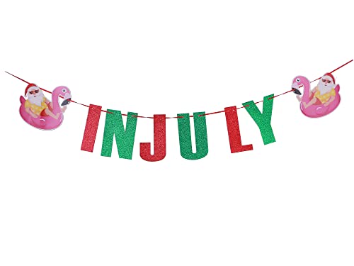 MAGQOO Christmas in July Banner - Red Green Glitter Pre-Strung Garland 16cm Letters