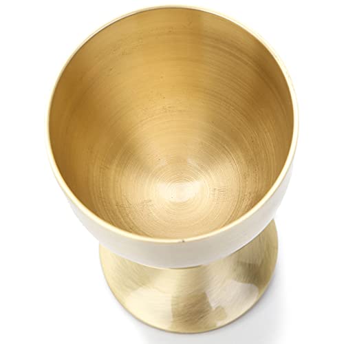 Vintage Brass Wine Goblet 3.5 oz - Handcrafted Golden Altar Chalice