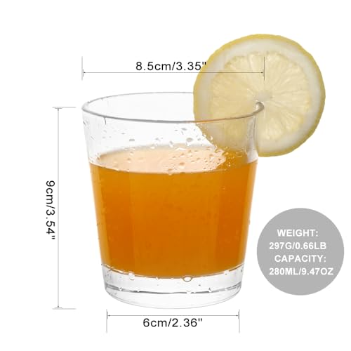 BTGLLAS Small 9oz Lowball Glasses Set - 6pc Lead-Free Crystal Drinkware for Water & Cocktails