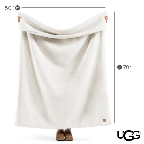 UGG Euphoria Throw Blanket, Plush Faux Fur 50" x 70", White Snow