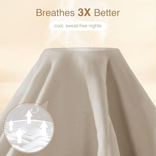 100% French Linen King Duvet Cover Set - 3-Piece Breathable Bedding