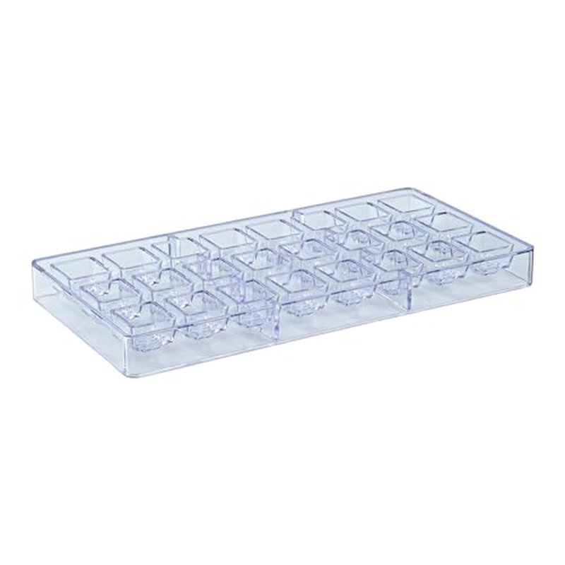 Restaurantware Pastry Tek 10.8 x 5.3 Inch Chocolate Shaping Molds 10 Freezable Candy Molds - 24 Cavities Block-Leaf Design Clear Polycarbonate Chocolate Molds Dishwashable Easy To Release