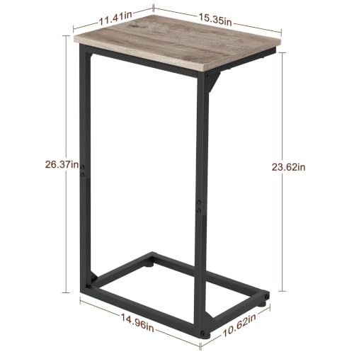 C-Shaped End Table Set of 2, Slim Sofa Side Table for Small Spaces