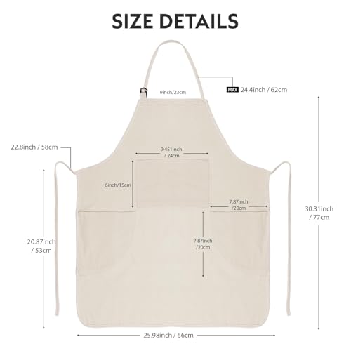 Professional Cotton Canvas Painting Apron with 3 Pockets, Adjustable