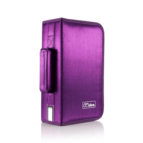 128 Capacity CD DVD Storage Case - Portable Disc Organizer Binder (Purple)