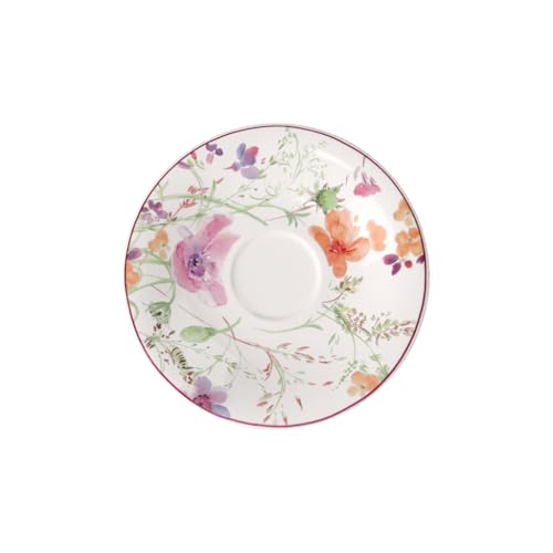 Villeroy & Boch Mariefleur Basic Coffee Saucer 16cm with Floral Pattern, Blue-Grey-Purple, Dishwasher Safe