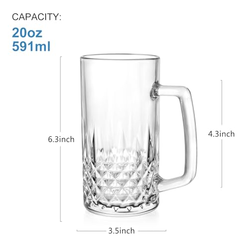 20 oz Double Wall Insulated Freezer Beer Mugs with Handles - 4 Pack