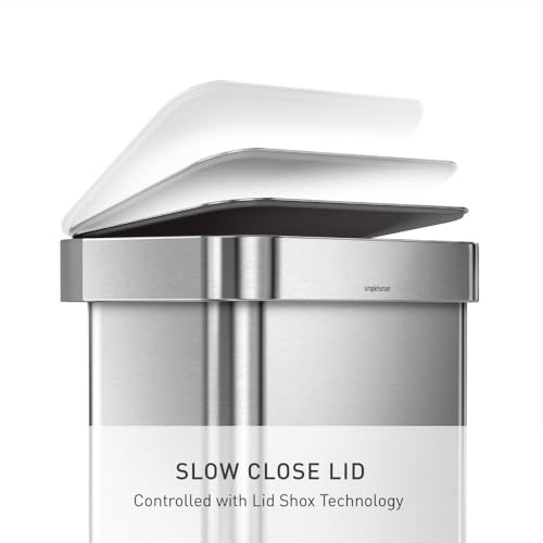 45L Rectangular Step Trash Can with Liner Pocket and Silent Close Lid