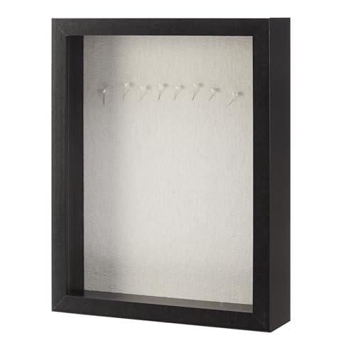 8.5x11 Inch Shadow Box Frame with Linen Back and Glass Front, Black