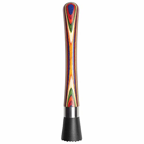 Baltique Marrakesh Cocktail Muddler with Colorful Wooden Handle, Nylon Head - Includes Variation