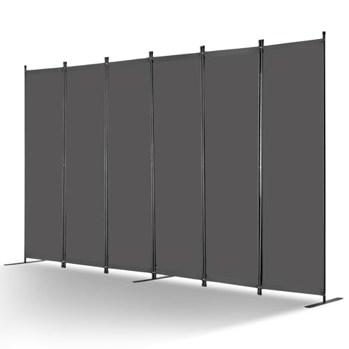 6-Panel Folding Room Divider, Portable Privacy Screen Partition, Grey