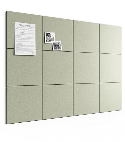 12-Pack Felt Bulletin Board Tiles, Sage Green Adhesive Wall Memo Tiles