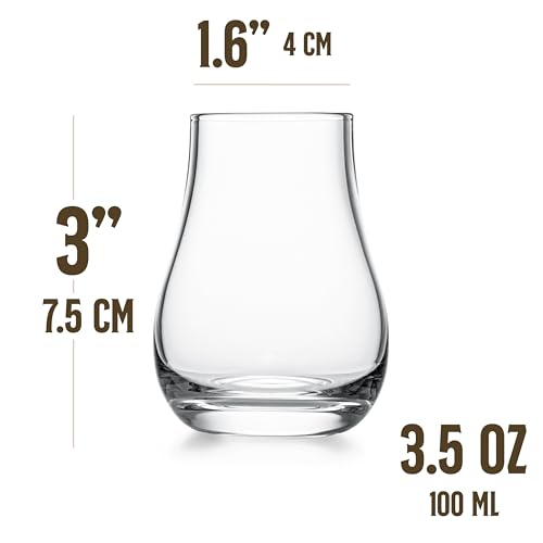 Whiskey Tasting Glasses Set of 6 – Stemless Tulip Snifters for Scotch Bourbon