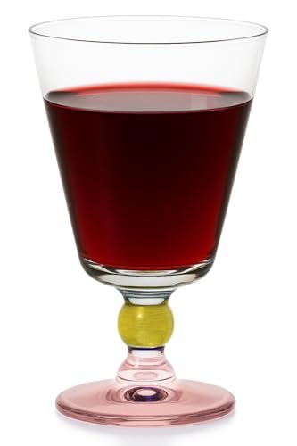 Decorative Wine Goblets with Rose Stem and Gold Ball Base - Set of 6
