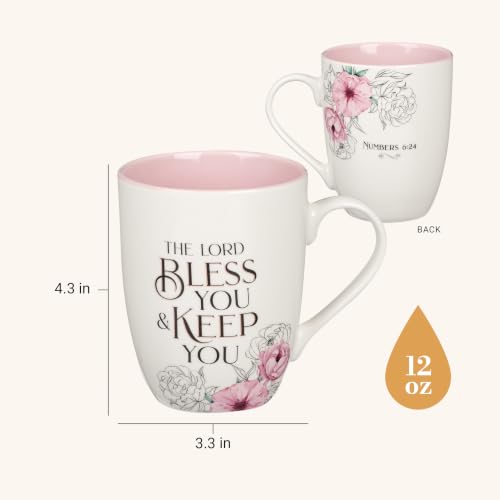 Christian Art Gifts 12 oz Pink Floral May the Lord Bless You Mug