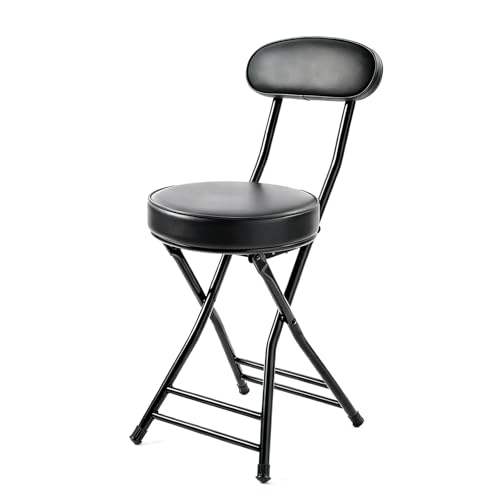 18-Inch Padded Folding Stool - Heavy Duty Portable Chair with 300lbs Capacity