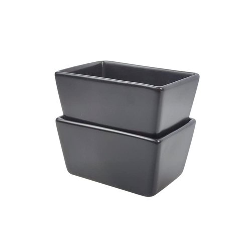 Sizikato 2pcs Matte Black Porcelain Sugar Packet Holder Tea Bag Bowl, 5 Oz