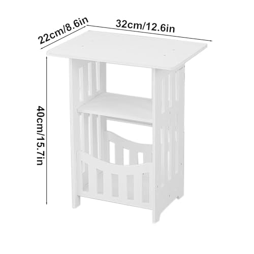 Modern White 2-Tier Nightstand, Small Bedside End Table for Compact Spaces