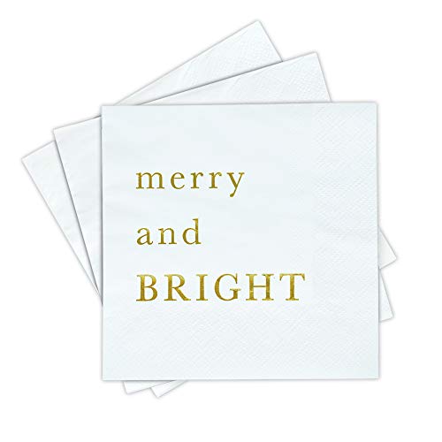 Gold Foil Christmas Cocktail Napkins - 3-Ply Holiday Party Supplies