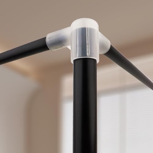 Full Size Stainless Steel Canopy Bed Frame - Black Metal Bed Post Poles
