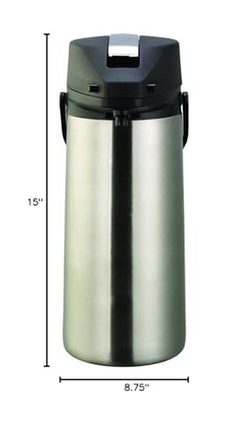 Ideal Settings 213020001 Airpot, Stainless Steel Lined, 3 Liter, Stainless/Black
