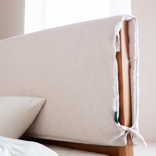 Soft Upholstered Headboard Cover with Tie Straps - 71x28in, Beige