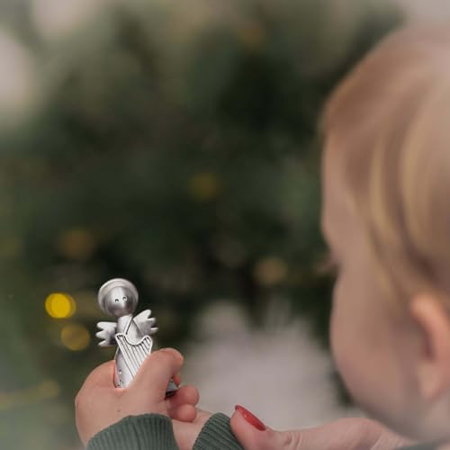 Handmade Pewter Angel with Harp Nativity Figurine - Christmas Decor, 2.5 Inch